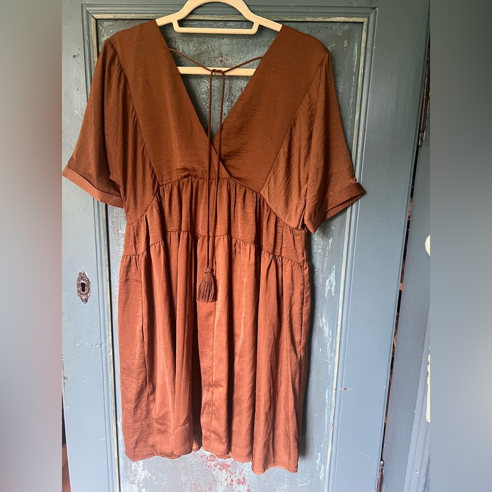 Chocolate brown empire waist dress